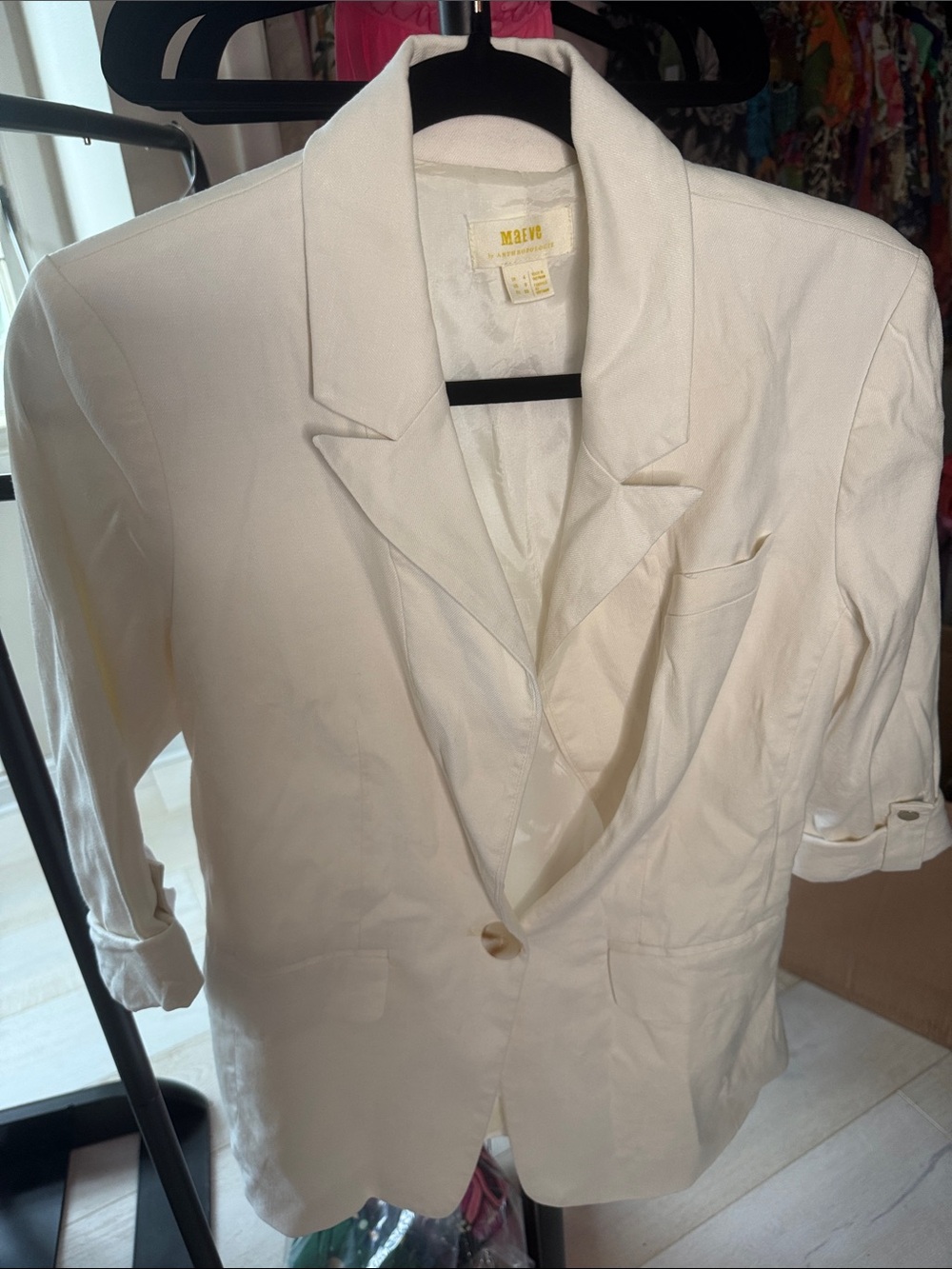Maeve Anthropologie White Women's Blazer